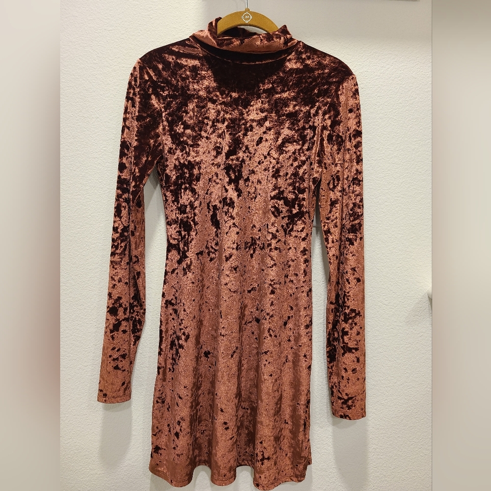 Deep Red Small Velvet Long Sleeve Dress Elegant Cozy